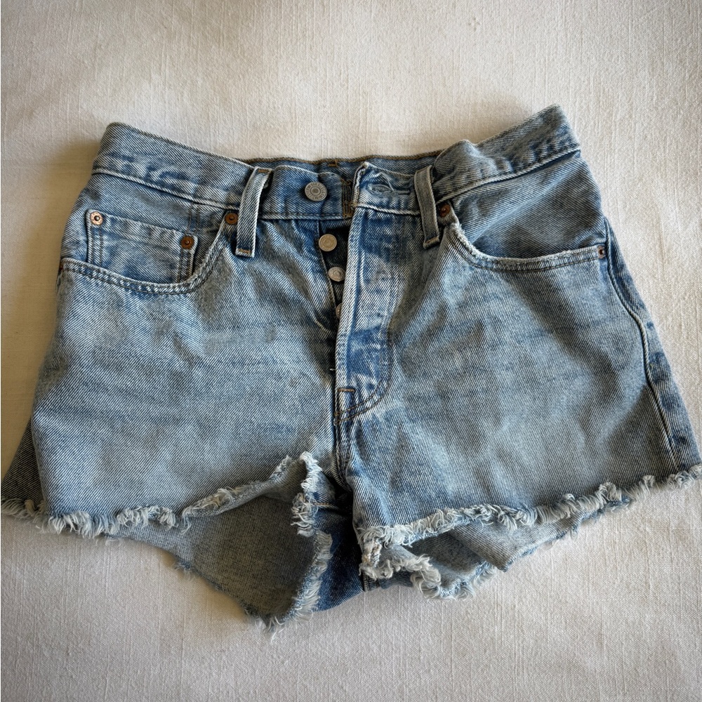 Levi's 501 size 26 Light Blue Frayed Jean Shorts